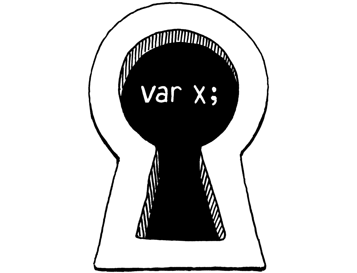 الاطّلاع من ثقب المفتاح على «var x;»