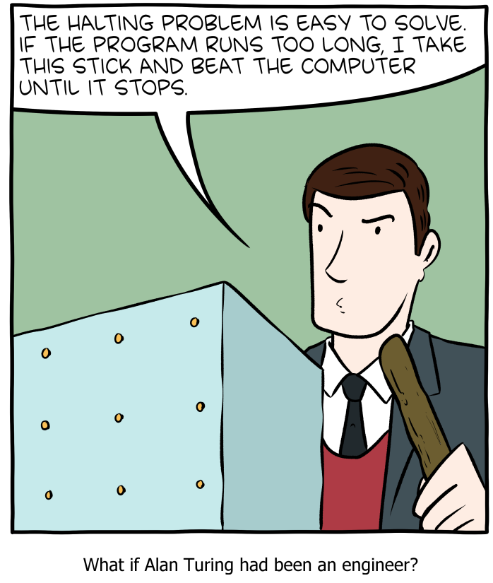 عرض SMBC الساخر لمسألة التوقّف.