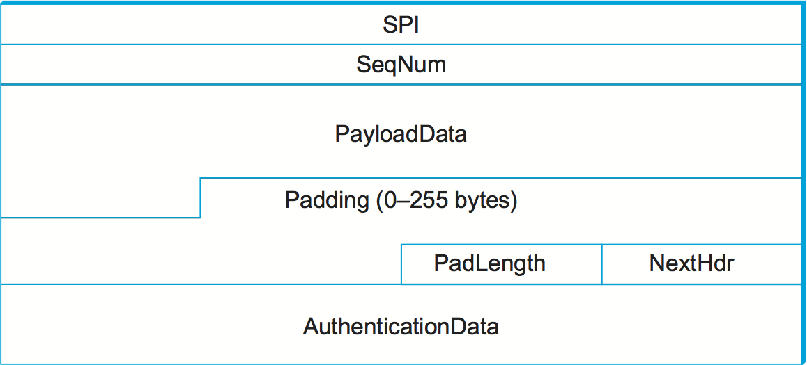 الشكل 17. صيغة ESP في IPsec.