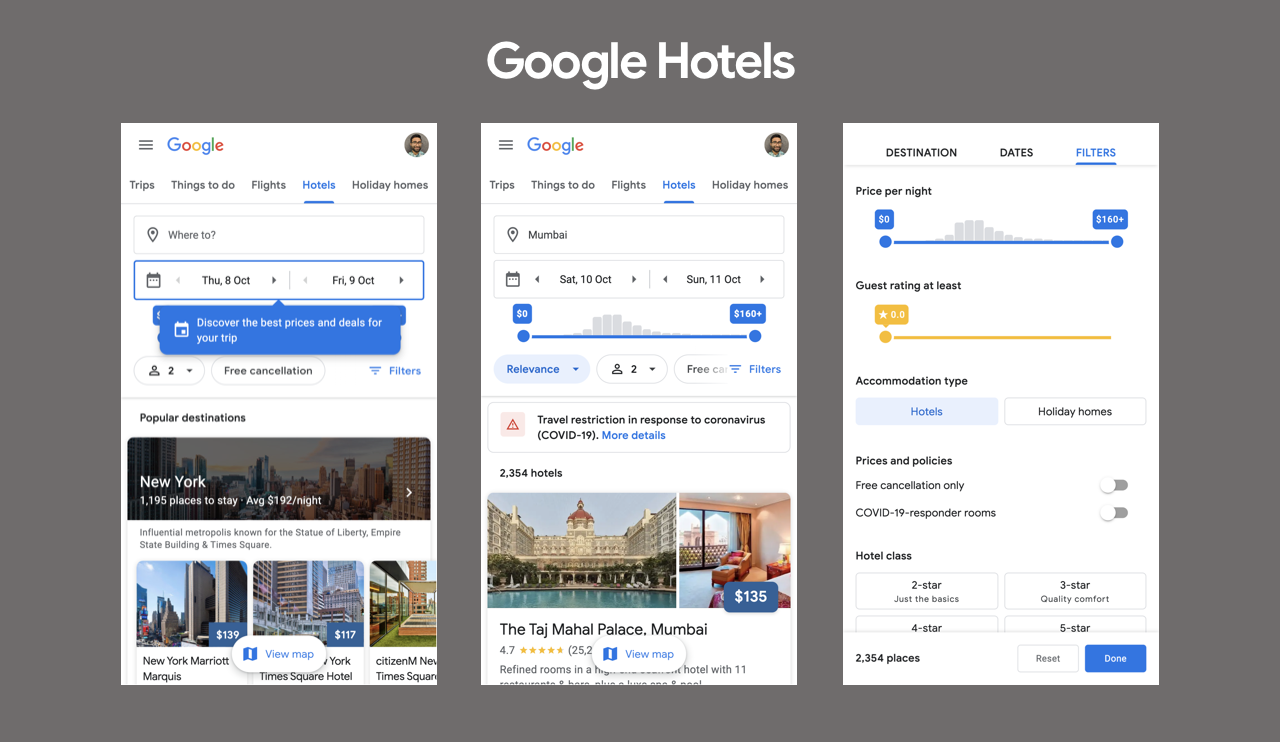 موقع Google Hotels على الويب المحمول