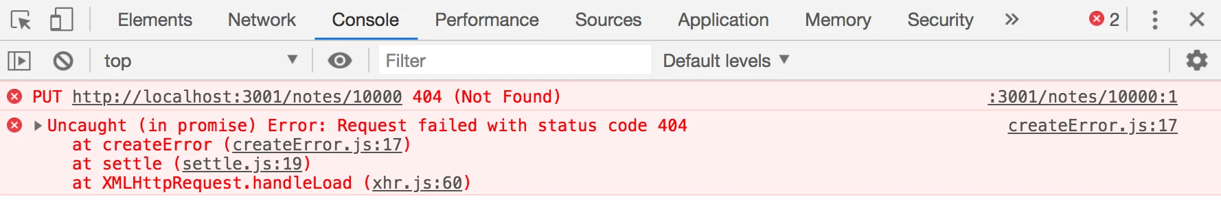 خطأ 404 not found في أدوات المطوّر