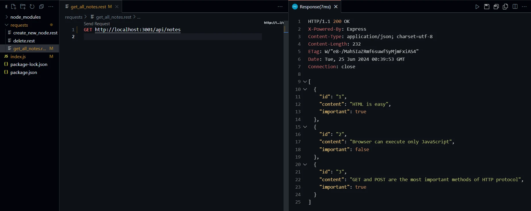 استجابة من VS Code لطلب get