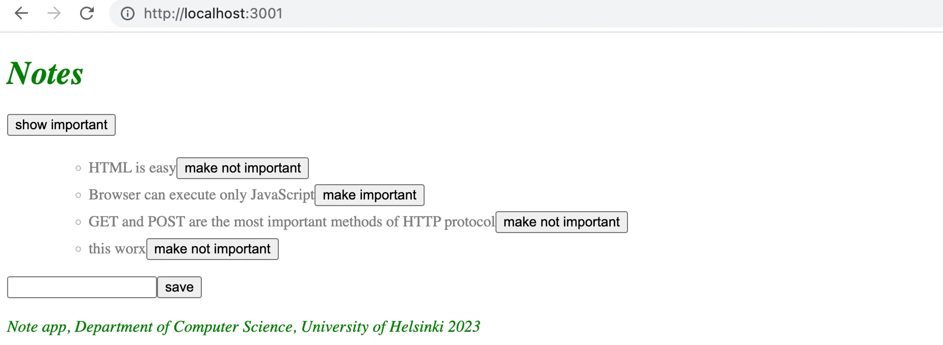 تطبيق الملاحظات على localhost:3001