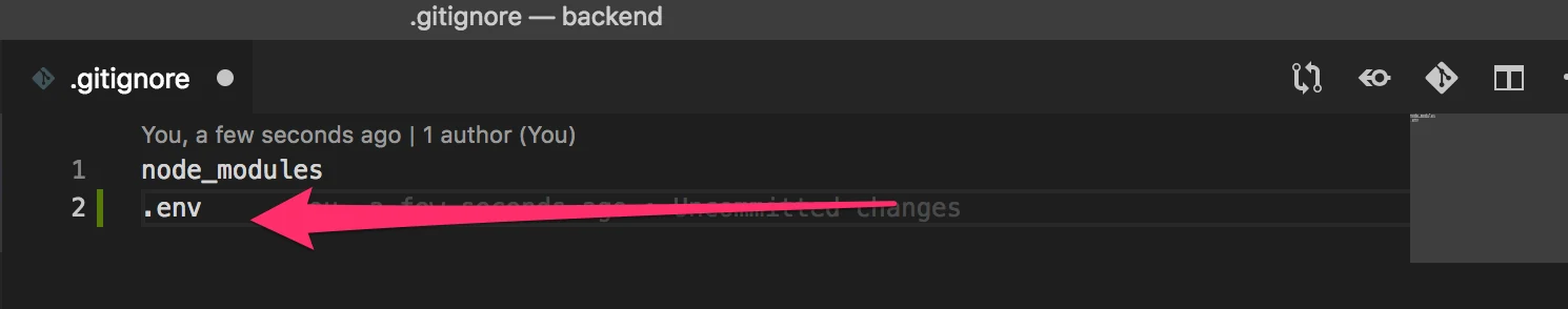 ملف .gitignore في vscode مع إضافة سطر .env