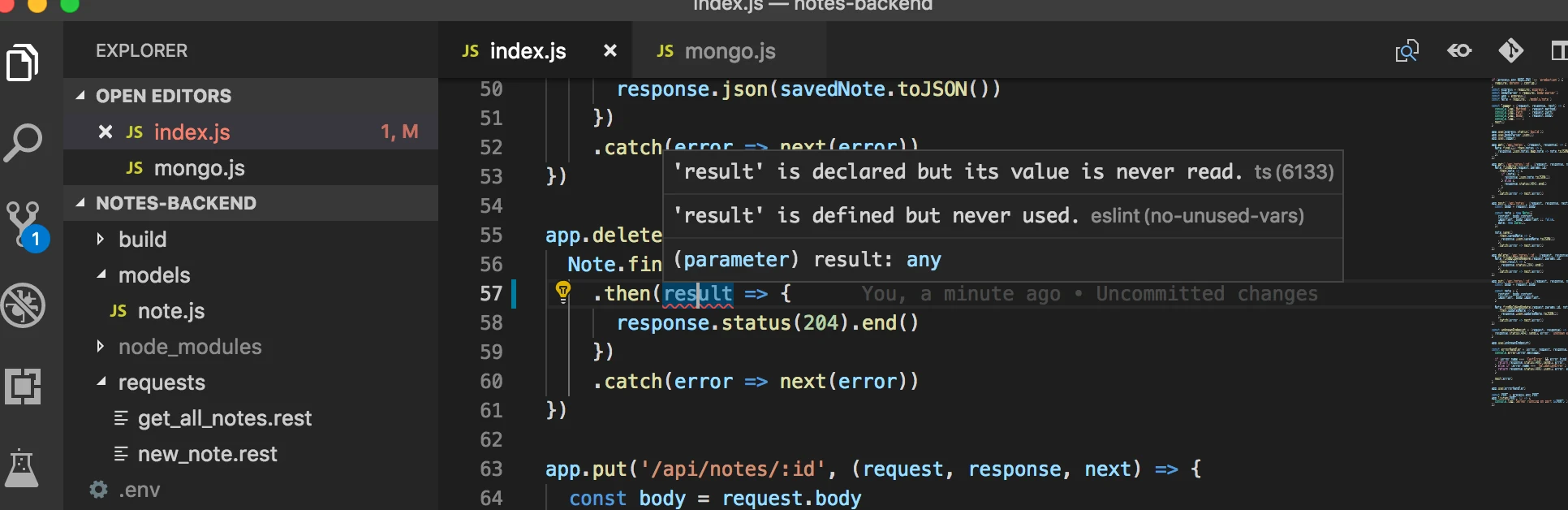 لقطة شاشة لإضافة ESLint في vscode تظهر الأخطاء