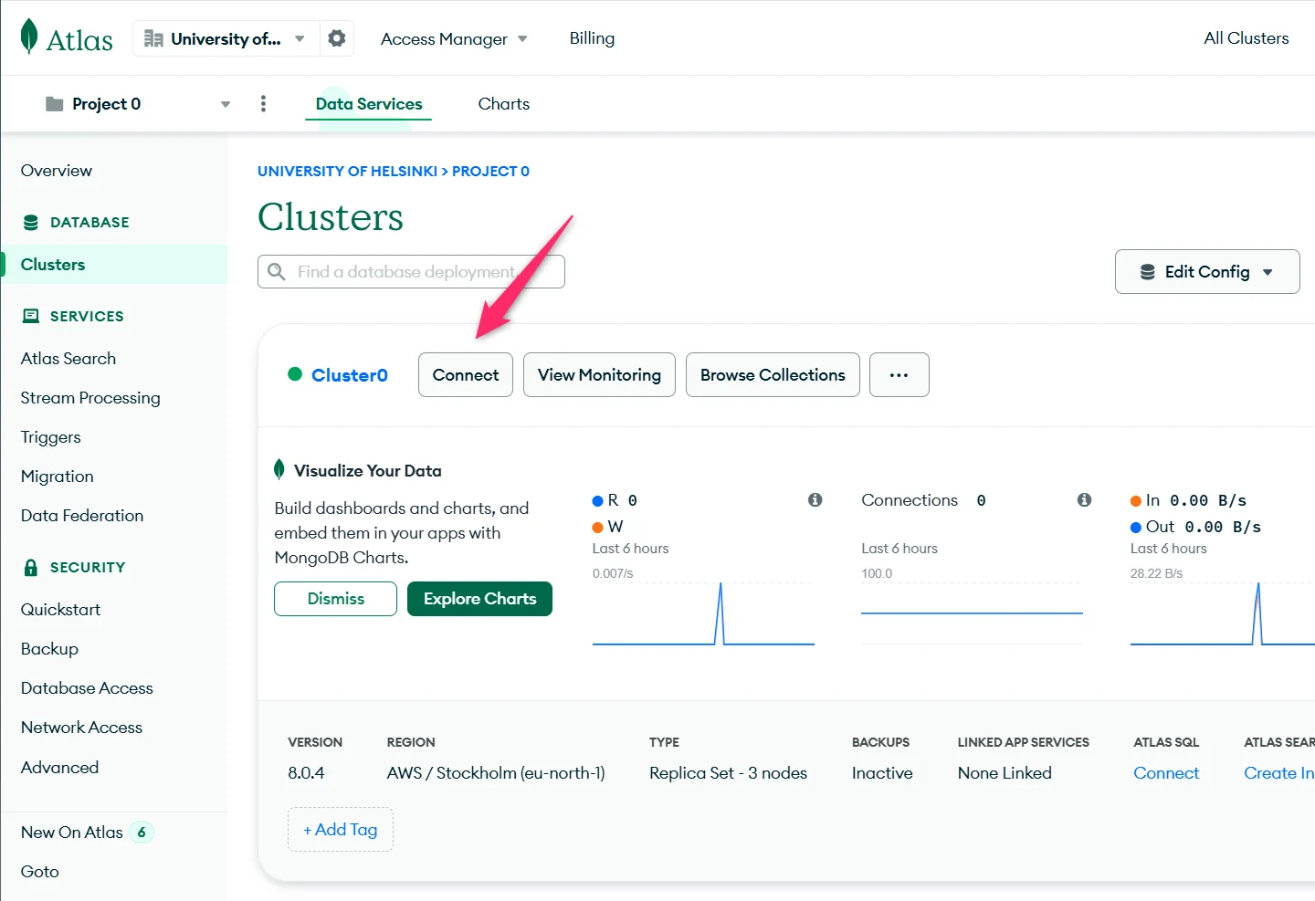 mongodb نشر قاعدة البيانات والاتصال