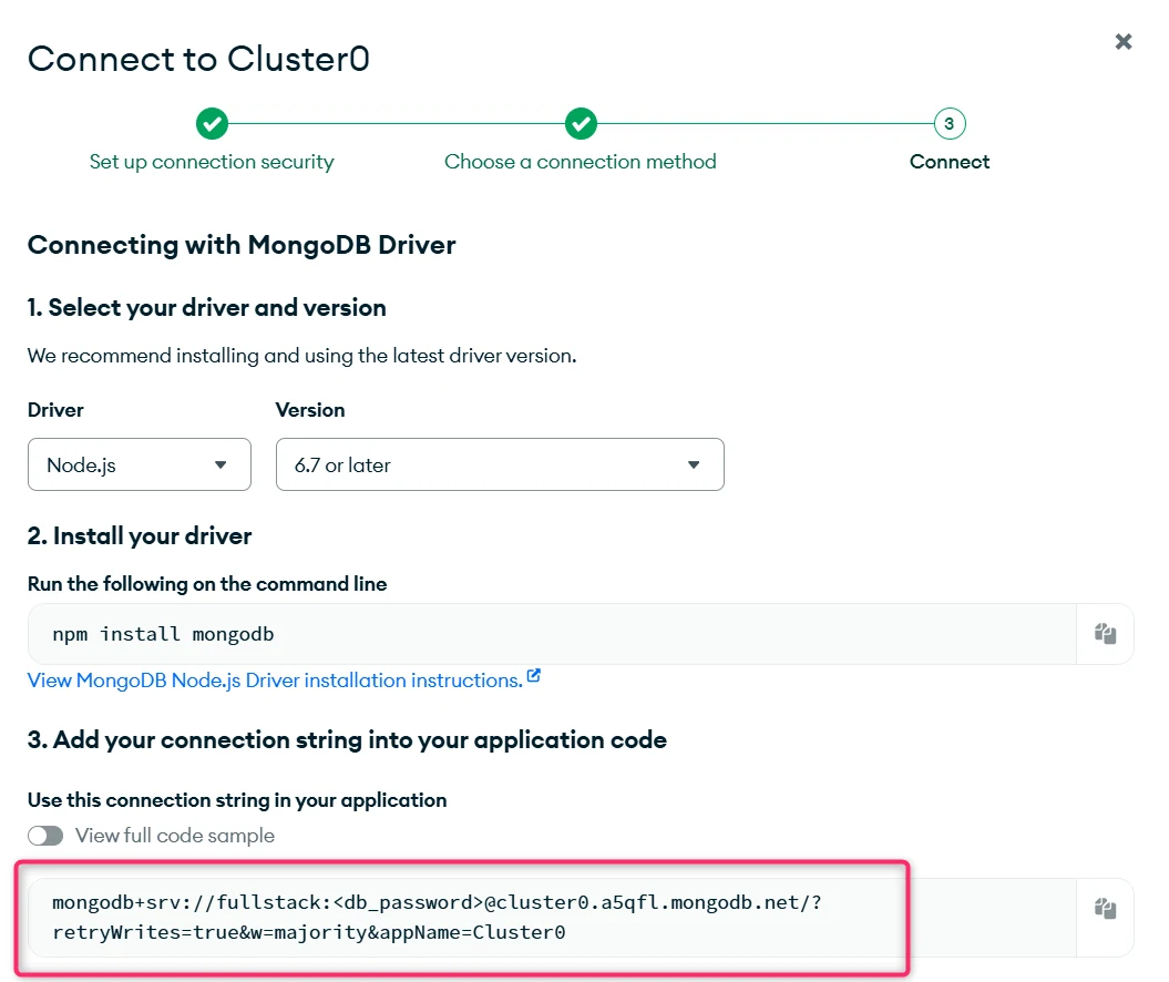 mongodb الاتصال بالتطبيق