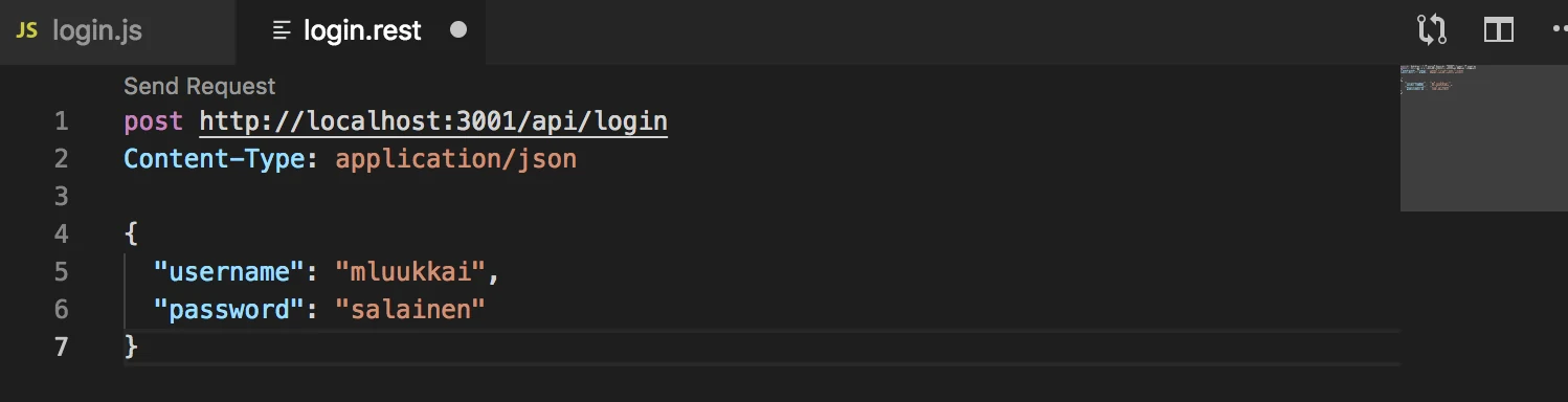 طلب REST من VS Code مع اسم المستخدم وكلمة المرور