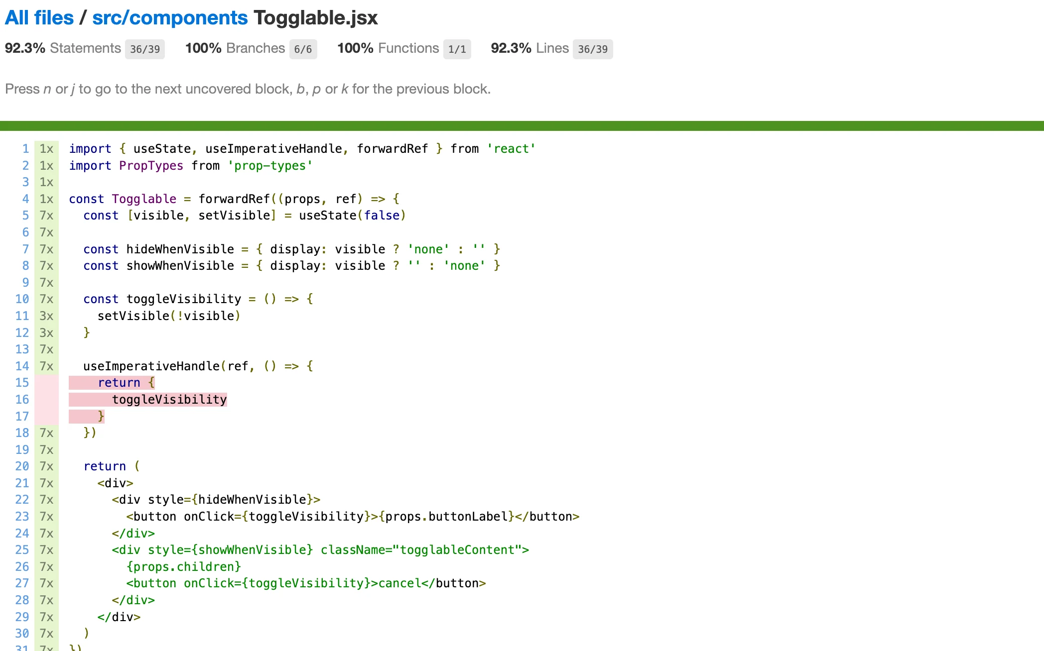تقرير HTML لتغطية الاختبار