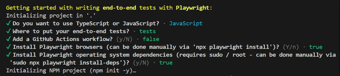 الإجابة: javascript، tests، false، true